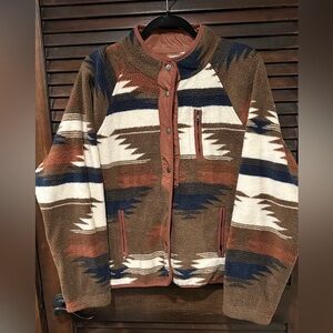 Thread & Supply Brown, Navy and Cream Zip and Snap Up Jacket